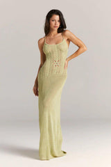 Robes : Robe Longue Femme sans Manches in Vert van Seroa