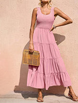 Robes : Robe D'été Femme Longue Plissé in Rose van Seroa