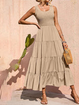 Robes : Robe D'été Femme Longue Plissé in Kaki van Seroa