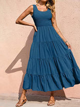 Robes : Robe D'été Femme Longue Plissé in Bleu Paon van Seroa