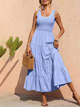 Robes : Robe D'été Femme Longue Plissé in Bleu Clair van Seroa