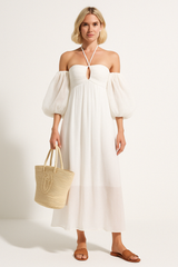 Robes : Robe Longue Femme Été in Blanc van Seroa