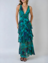 Robes : Robe D'été Femme Estivale Évasé Estival Maxi in Vert van Seroa