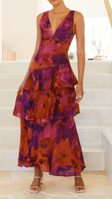 Robes : Robe D'été Femme Estivale Évasé Estival Maxi in Rouge van Seroa