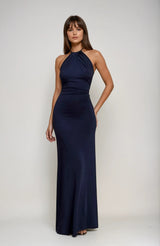 Robes pour femmes : Robe Longue Femme Halter Été Mode Féminine Popular in Bleu marine van Seroa