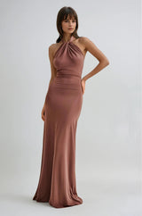 Robes pour femmes : Robe Longue Femme Halter Été Mode Féminine Popular in Marron van Seroa