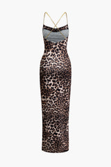 Robes pour femmes : Robe Longue Femme Satin Imprimé Léopard Maxi in van Seroa