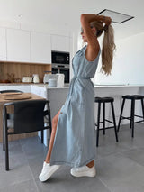 Robes : Robe Longue Femme sans Manches Chic Denim in van Seroa