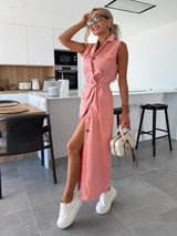 Robes : Robe Longue Femme sans Manches Chic Denim in van Seroa