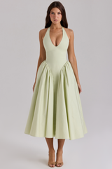 Robes : Robe Midi Femme Halter Sans Manches Fluide Été Élégante in van Seroa