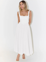 Robes pour femmes : Robe Midi Femme Encolure Carré Mode Féminine Popular in Blanc van Seroa