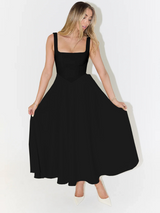 Robes pour femmes : Robe Midi Femme Encolure Carré Mode Féminine Popular in van Seroa