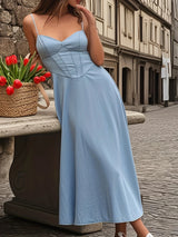 Robes pour femmes : Robe Midi Femme en Denim Polyester Sans Manches in van Seroa
