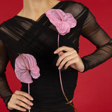 top blouses : Top croisé en tulle, Manches Longues et Ajusté Femme in van Seroa