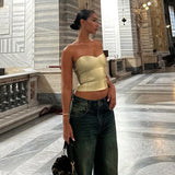 top blouses : Crop Top Femme Vintage Doré in van Seroa