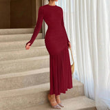 dresses : Robe Maxi Femme Manches Longues in Rouge van Seroa
