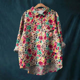 top blouses : Blouse Femme Chemise Lin Oversize Vintage in Rouge van Seroa