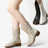 Shoes : Bottes Femme Cuir Perforées Véritable in van Seroa