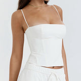 top blouses : Bustier Crop Top Vintage avec Bretelles Fines Femme in van Seroa