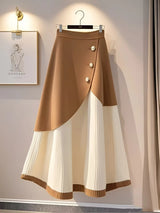 skirts : Jupe Longue Femme Kaki Tricot in van Seroa