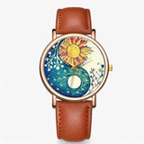 Watches : Montre élégante en cuir véritable avec un design original et résistante à l'eau in Marron clair van Seroa
