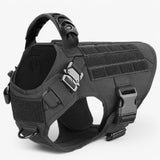 Pets & Supplies : Harnais Tactique Militaire Noir en Nylon Réglable pour Grands Chiens avec Gilet et Poignée in Harnais noir van Seroa