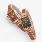 Watches : Montre pour femme carrée avec cadran vert et bracelet magnétique in van Seroa