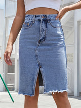 skirts : Jean Femme Bleu Jupe Longue in van Seroa