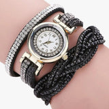 Montre Femme Élégante avec Bracelet Long en Cuir Véritable Noir - Style Unique