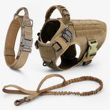 Pets & Supplies : Harnais Tactique Militaire Noir en Nylon Rembourré pour Grands Chiens avec Poignée Robuste in Ensemble Marrone van Seroa