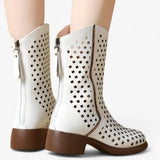 Shoes : Bottes perforées en cuir véritable mi-mollet respirantes Femme in van Seroa