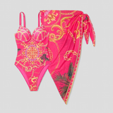 Swimwear : Maillot de Bain Une Pièce Femme Noir Col V, Bretelles Larges, Couverture Totale - S-XL in Rose van Seroa