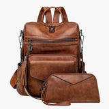 Bags : Grand Sac à dos pour Femme en Cuir Véritable Noir avec Compartiments pour le Travail et les Voyages in H van Seroa