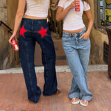 skirts : Jean Taille Basse avec Imprimé Étoiles Denim Femme in van Seroa