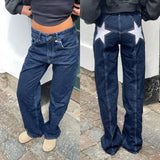 skirts : Jean Taille Basse avec Imprimé Étoiles Denim Femme in Bleu foncé van Seroa