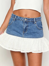 skirts : Jean Femme Taille Haute Vintage in Bleu van Seroa
