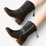 Shoes : Bottes Femme Cuir Perforées Véritable in van Seroa
