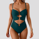 swimwear : Maillot de bain 1 pièce femme doré sexy, décolleté plongeant & in Vert van Seroa