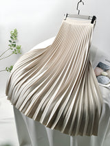 skirts : Jupe Longue Plissée Femme Taille Haute Fluide Élégante pour Été, in Beige van Seroa