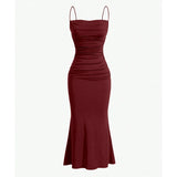 dresses : Robe Maxi Femme Moulante in Rouge foncé van Seroa