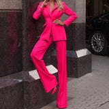 other : Costume Femme - Ensemble Tailleur avec Blazer Ajusté et Pantalon in Rose van Seroa