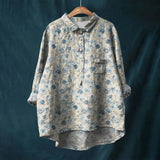 top blouses : Blouse Femme Chemise Lin Oversize Vintage in Gris van Seroa