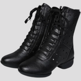 Shoes : Bottes blanches en cuir véritable avec lacets et fermeture éclair Femme in Néra van Seroa