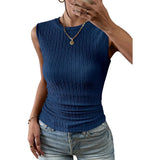 top blouses : Top Femme sans Manches Denim Ajustée in Bleu marine van Seroa