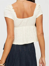 top blouses : Top Femme Court Smocké Manches in van Seroa