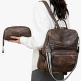 Bags : Grand Sac à dos pour Femme en Cuir Véritable Noir avec Compartiments pour le Travail et les Voyages in van Seroa
