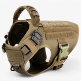 Pets & Supplies : Harnais Tactique Militaire Noir en Nylon Rembourré pour Grands Chiens avec Poignée Robuste in Harnais marron van Seroa