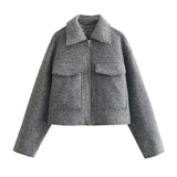 other : Veste Femme Manteau Laine Mélangée in Gris van Seroa