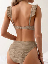 swimwear : Bikini avec Bretelles à Volants et Culotte Taille Haute Femme in van Seroa