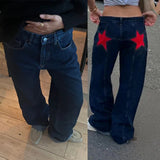 skirts : Jean Taille Basse avec Imprimé Étoiles Denim Femme in van Seroa